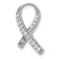 Solid 14k White Gold 1/8ct. Simulated CZ Awareness Pendant