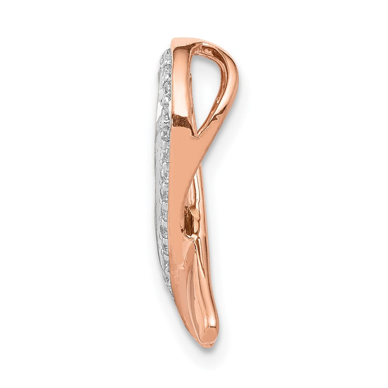 14k Rose Gold Real Diamond Awareness Chain Slide