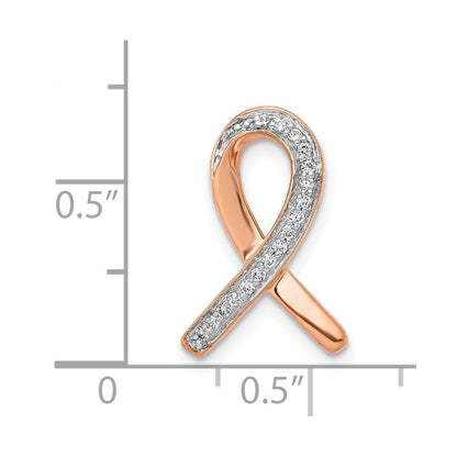 Solid 14k Rose Gold Simulated CZ Awareness Chain Slide