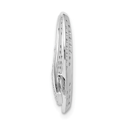 14k White Gold Awareness Real Diamond Chain Slide Pendant