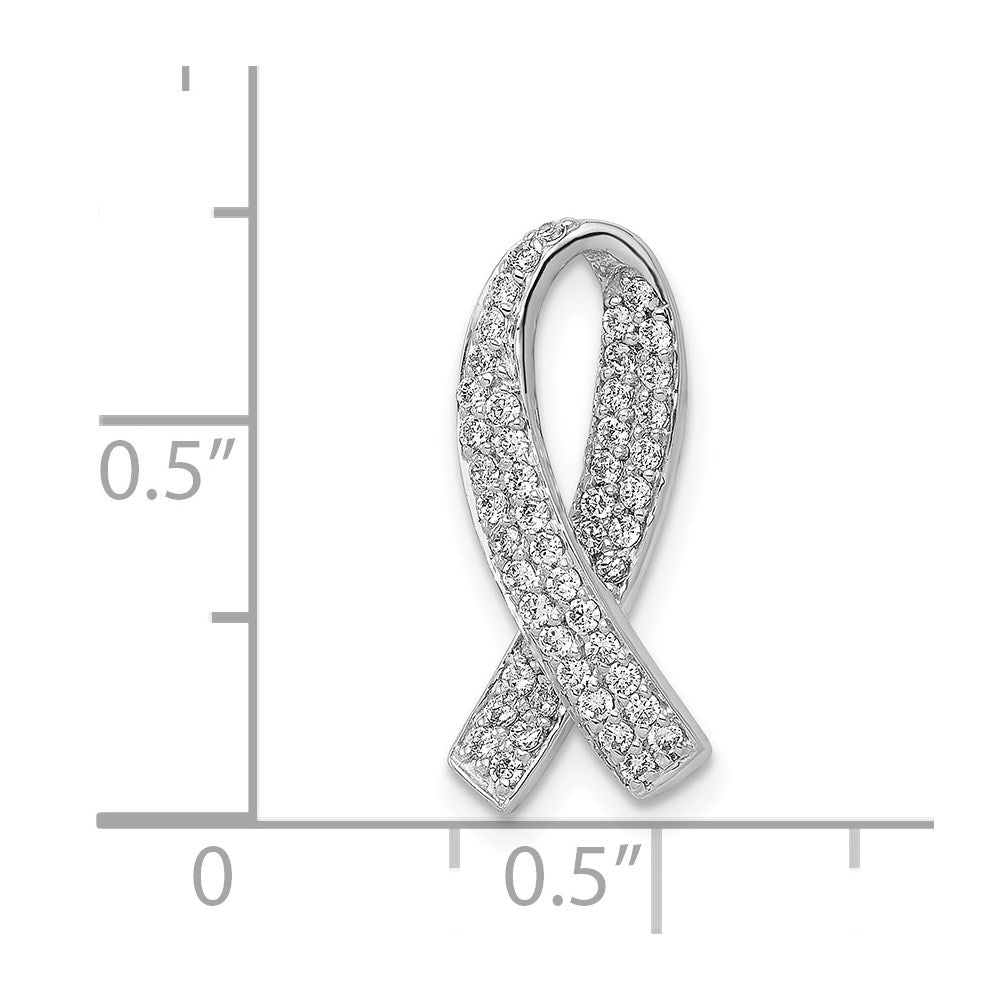 14k White Gold Awareness Real Diamond Chain Slide Pendant