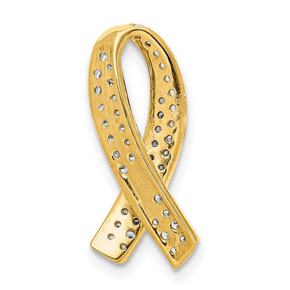 14K Yellow Gold Real Diamond Awareness Pendant