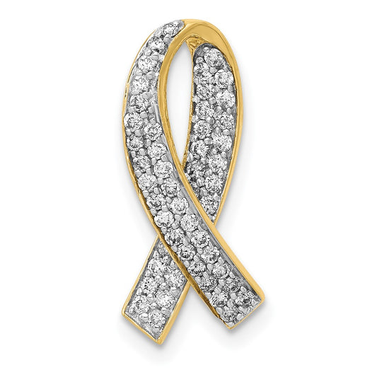 Solid 14k Yellow Gold Simulated CZ Awareness Pendant