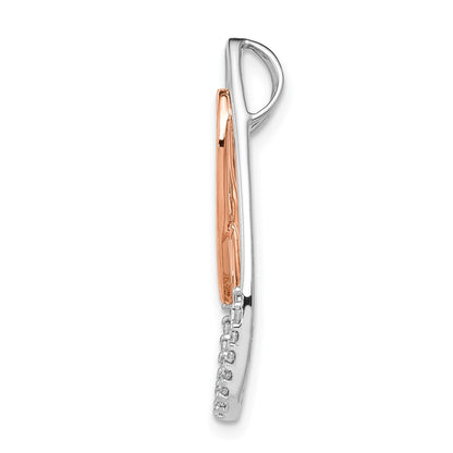 14k Two-Tone Gold Real Diamond Awareness Ribbon Teardrop Chain Slide