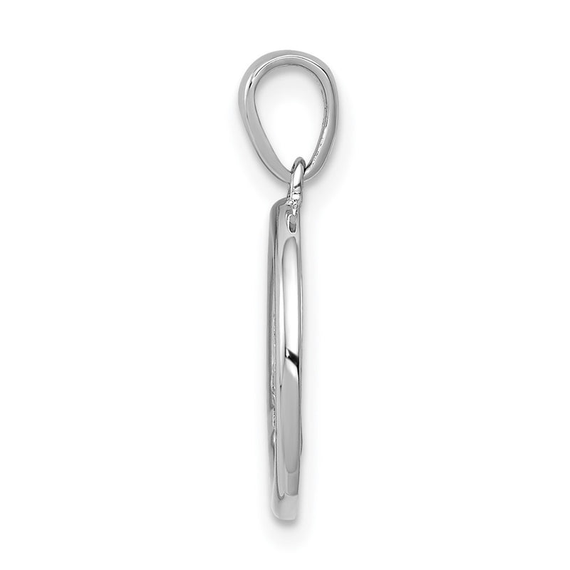 14k White Gold Real Diamond Peace Sign Pendant