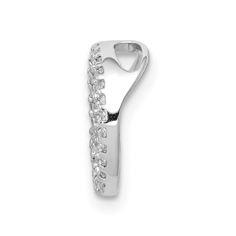 14k White Gold Real Diamond Peace Sign Slide