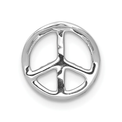 14k White Gold Real Diamond Peace Sign Slide
