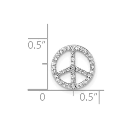 14k White Gold Real Diamond Peace Sign Slide