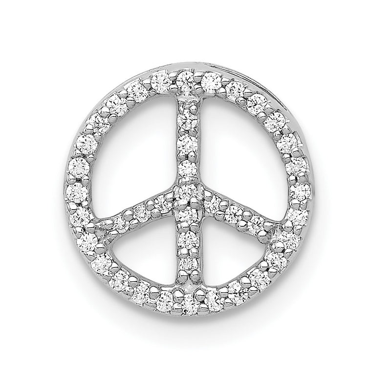 14k White Gold Real Diamond Peace Sign Slide
