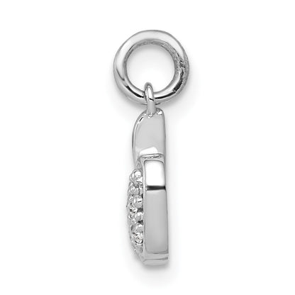 14k White Gold Real Diamond Apple Charm