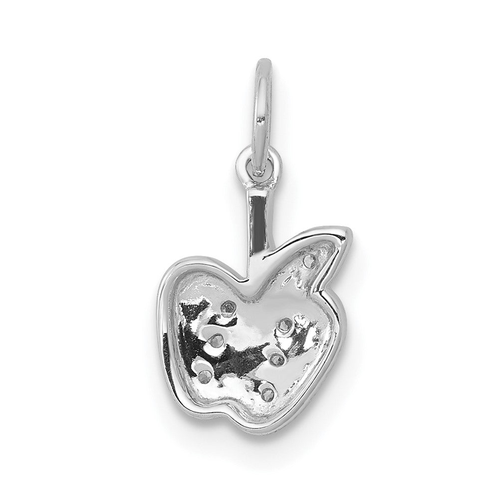 14k White Gold Real Diamond Apple Charm