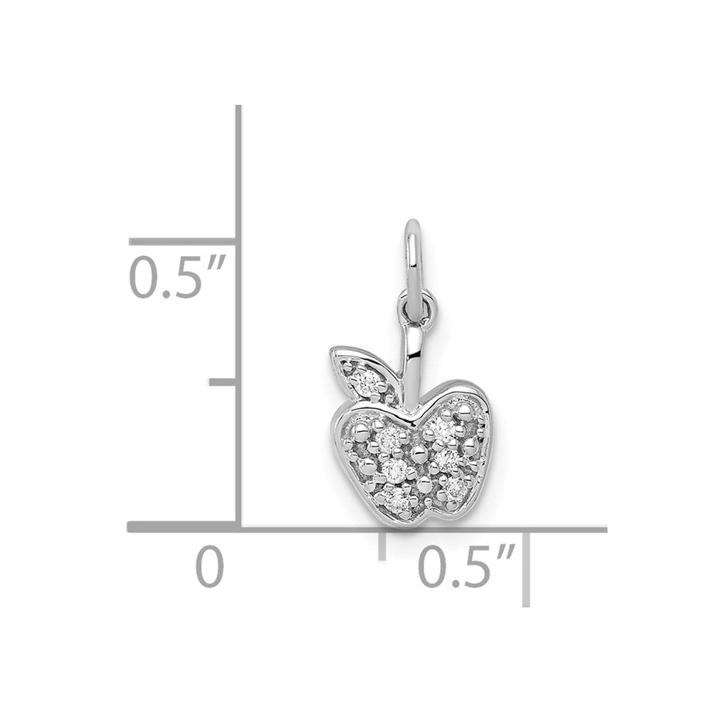 14k White Gold Real Diamond Apple Charm
