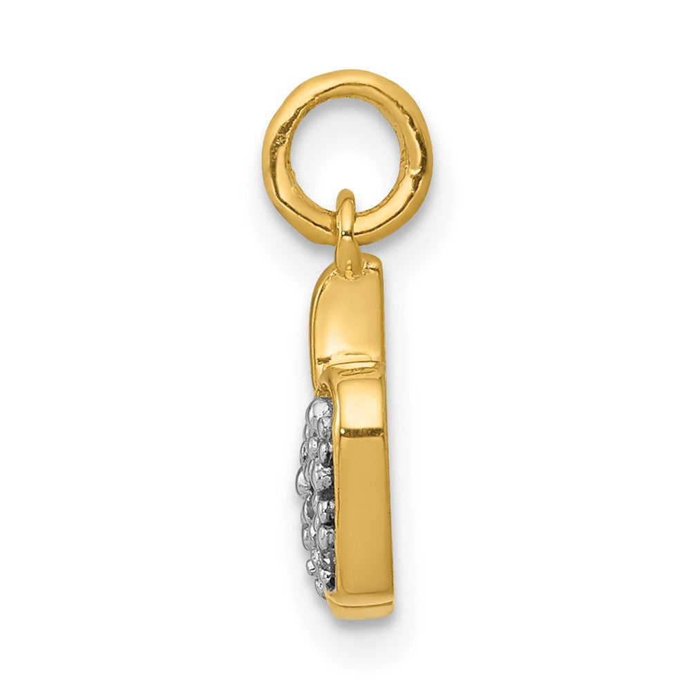 14K Yellow Gold Real Diamond Apple Charm