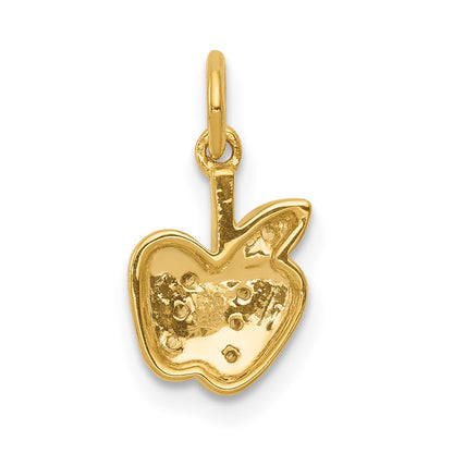 14K Yellow Gold Real Diamond Apple Charm