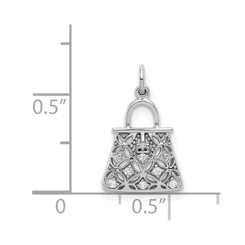 14k White Gold Real Diamond Handbag Charm