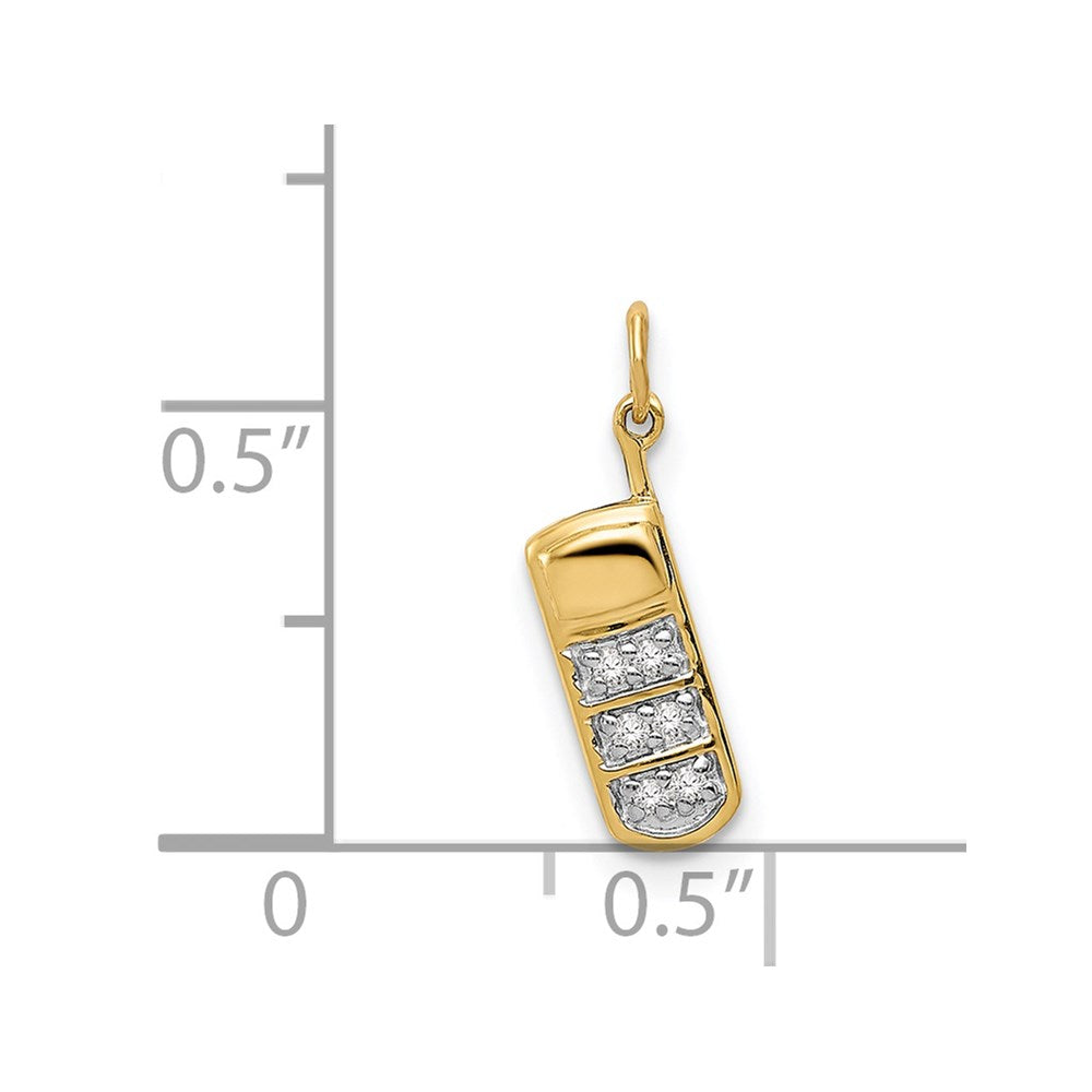 14K Yellow Gold Real Diamond Cell Phone Charm
