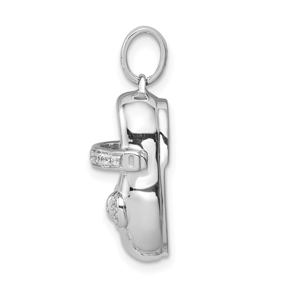 14k White Gold Real Diamond Baby Girl Shoe Pendant