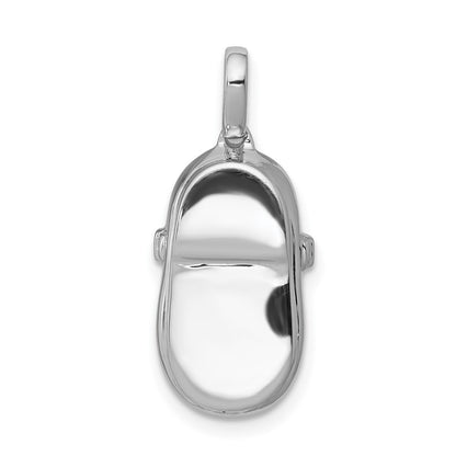 14k White Gold Real Diamond Baby Girl Shoe Pendant