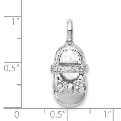 14k White Gold Real Diamond Baby Girl Shoe Pendant