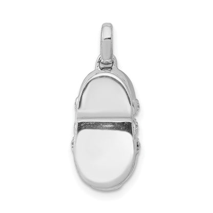14k White Gold Real Diamond Baby Boy Shoe Pendant