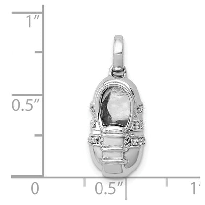 14k White Gold Real Diamond Baby Boy Shoe Pendant