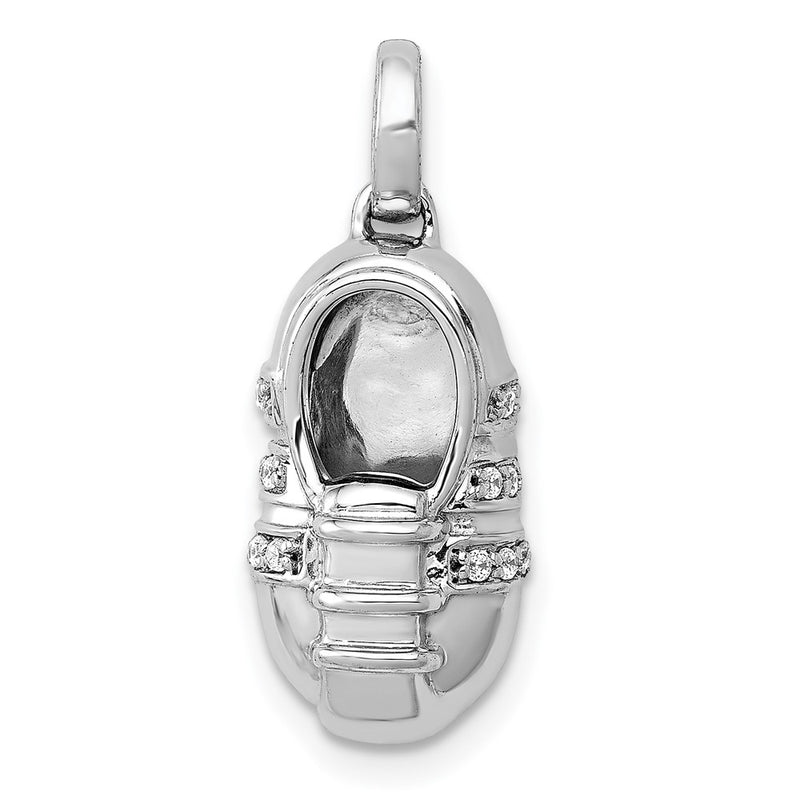 14k White Gold Real Diamond Baby Boy Shoe Pendant