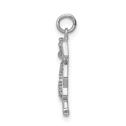 14k White Gold Real Diamond Girl Charm
