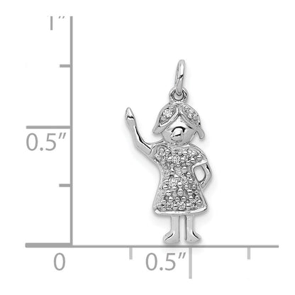 14k White Gold Real Diamond Girl Charm