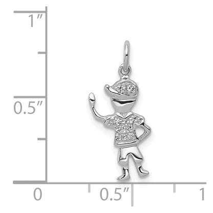 14k White Gold Real Diamond Boy Charm