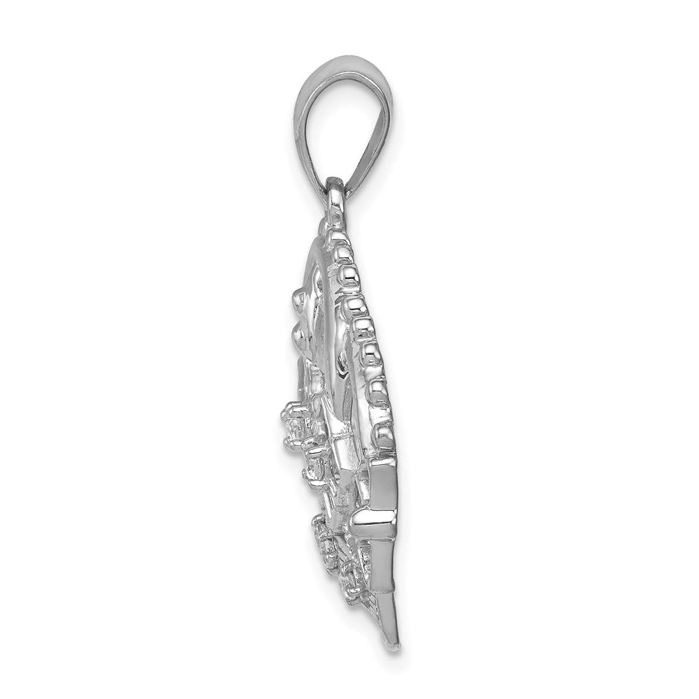14k White Gold Real Diamond Crown Pendant
