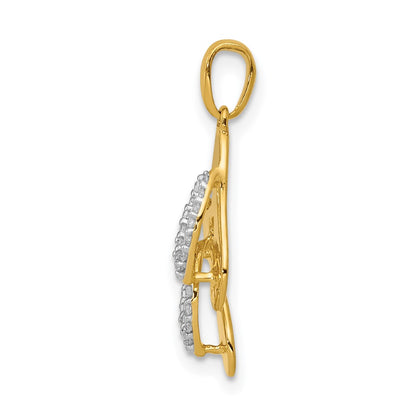 14k Yellow Gold and Rhodium Real Diamond Flip Flops Charm