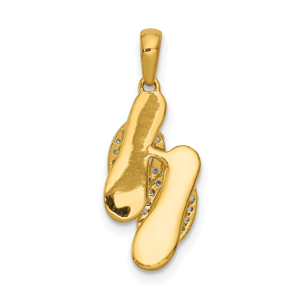 14k Yellow Gold and Rhodium Real Diamond Flip Flops Charm