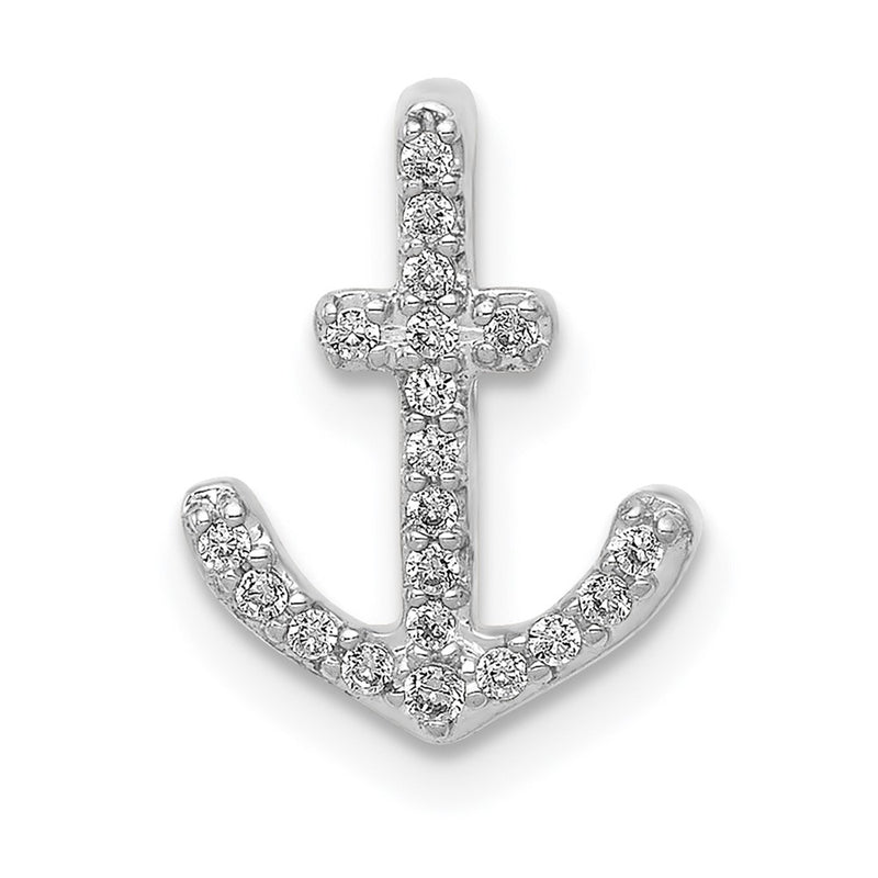 14k White Gold 1/10ct. Real Diamond Anchor Chain Slide