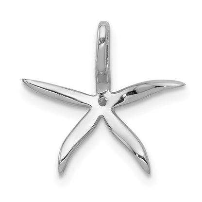 14k White Gold 1/8ct. Real Diamond Starfish Chain Slide