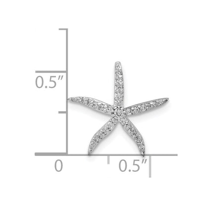 14k White Gold 1/8ct. Real Diamond Starfish Chain Slide