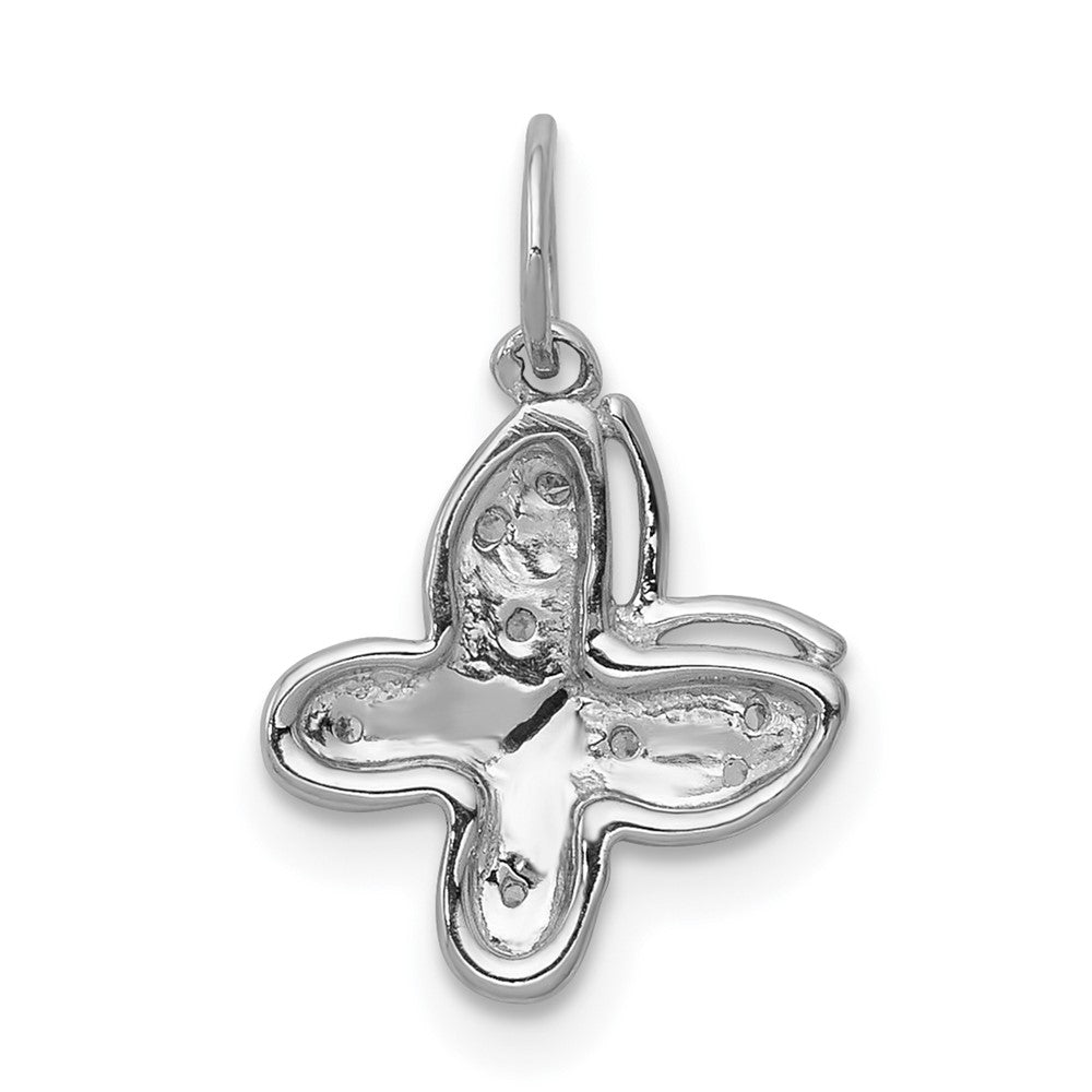 14k White Gold Real Diamond Butterfly Charm