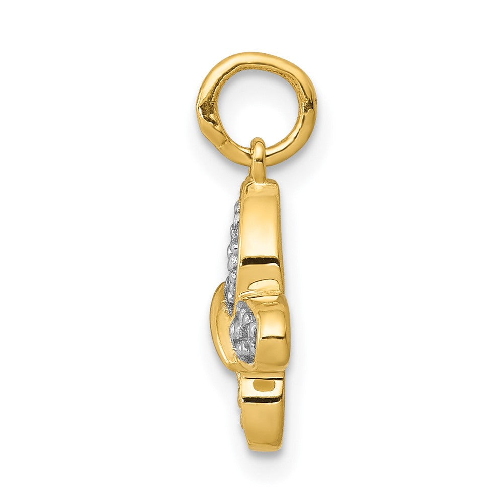 14K Yellow Gold Real Diamond Butterfly Charm