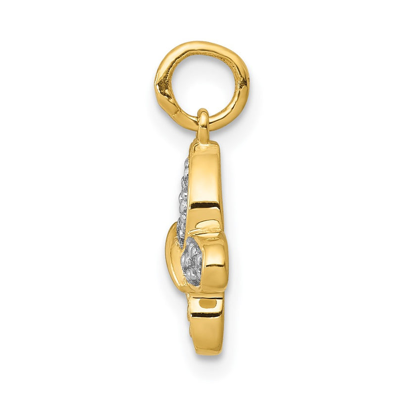 14K Yellow Gold Real Diamond Butterfly Charm