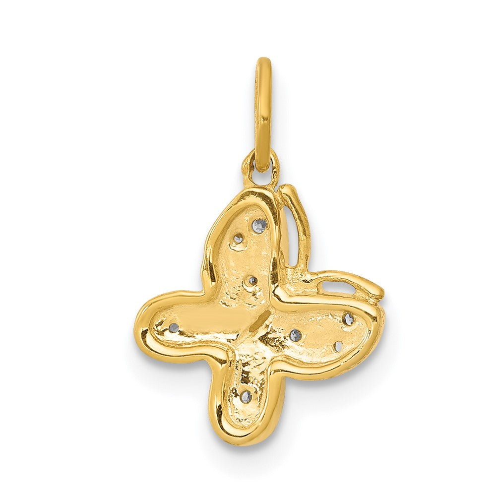 14K Yellow Gold Real Diamond Butterfly Charm