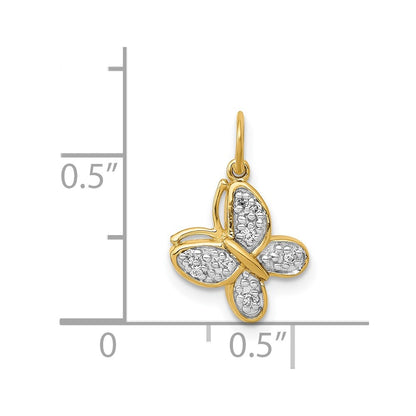 14K Yellow Gold Real Diamond Butterfly Charm