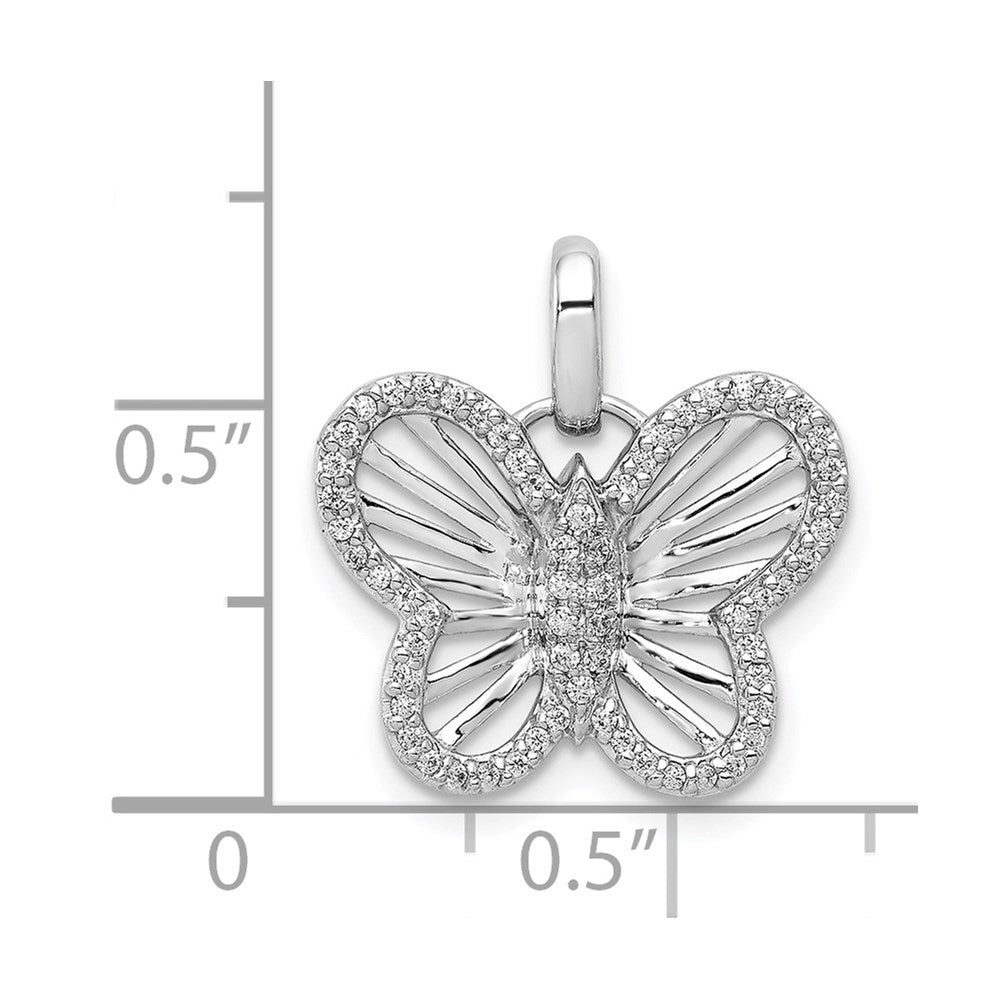 14k White Gold 0.19ct Real Diamond Butterfly Pendant