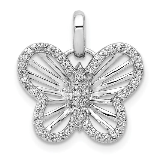 14k White Gold 0.19ct Real Diamond Butterfly Pendant