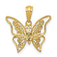 Solid 14k Yellow & Rhodium and Simulated CZ Butterfly Pendant