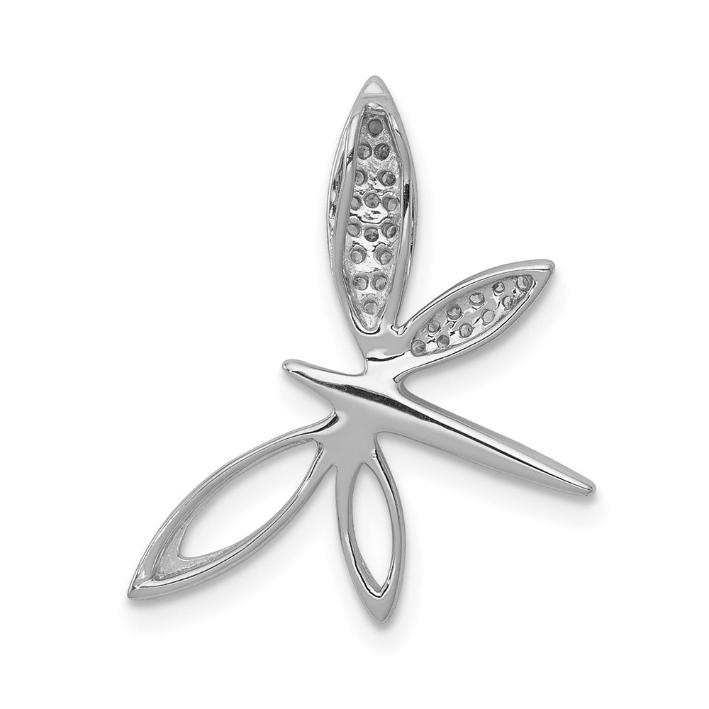 14k White Gold Real Diamond Dragonfly Chain Slide
