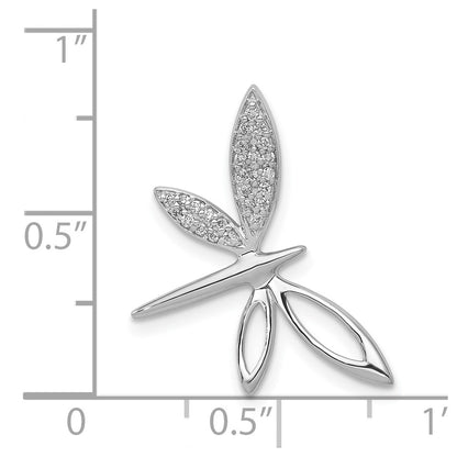 14k White Gold Real Diamond Dragonfly Chain Slide