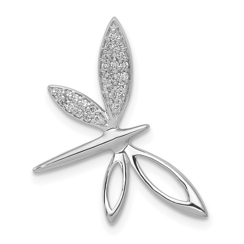 14k White Gold Real Diamond Dragonfly Chain Slide
