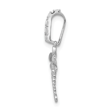 14k White Gold Blue and White Real Diamond Dragonfly Pendant