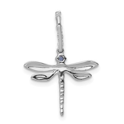 14k White Gold Blue and White Real Diamond Dragonfly Pendant