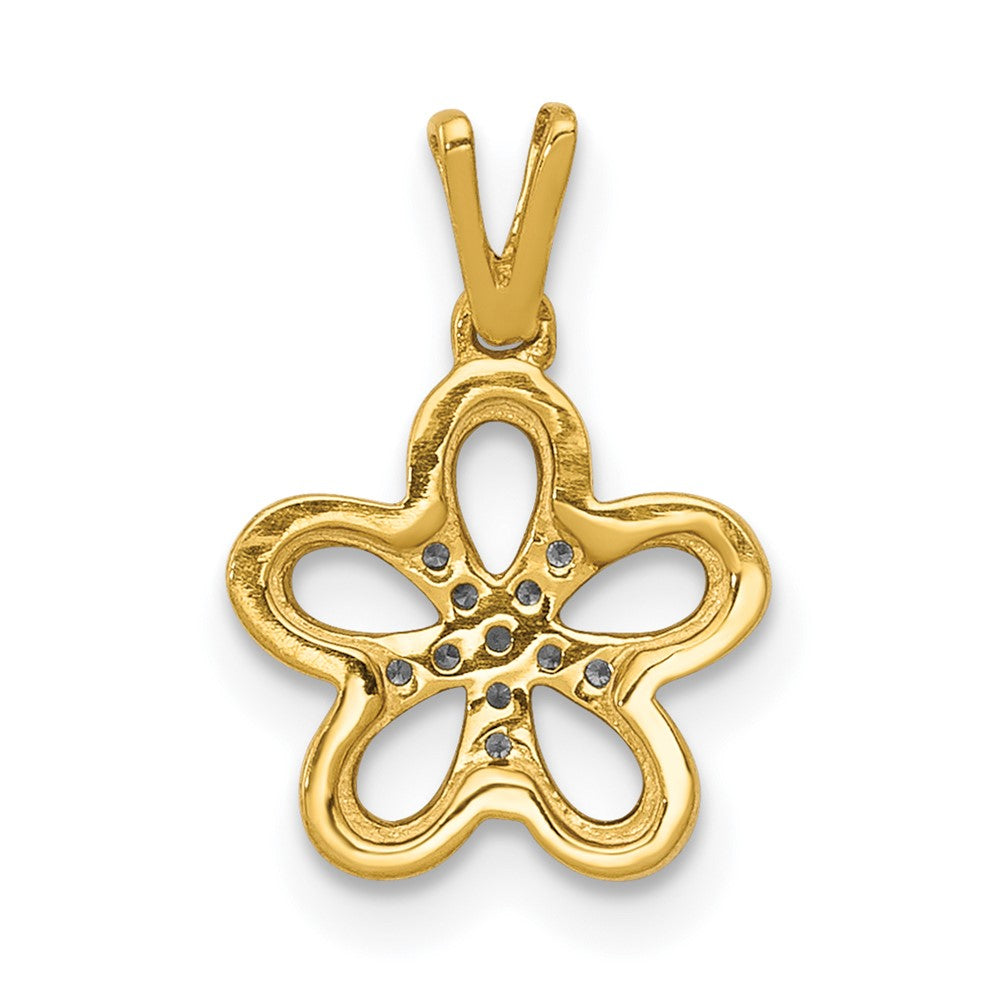 14K Yellow Gold 1/8ct. Real Diamond Flower Pendant