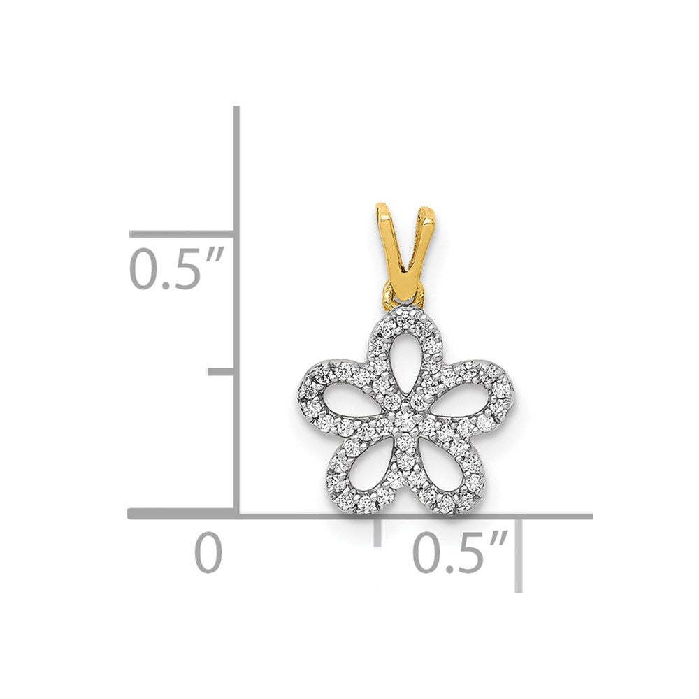 14K Yellow Gold 1/8ct. Real Diamond Flower Pendant